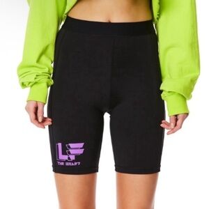 LF Black Bike Shorts with Purple Logo